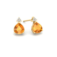 Barbara pear citrine and round diamond 2.05 carat earrings Barbara pear citrine and round diamond earrings DCGEMMES 18 carat Yellow Gold