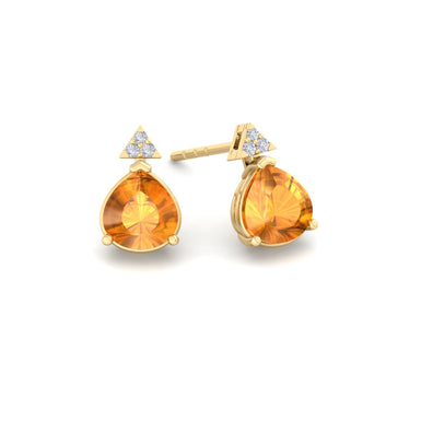 Boucles d'oreilles citrines poires et diamants ronds 2.05 carats Barbara Or Jaune 18 carats