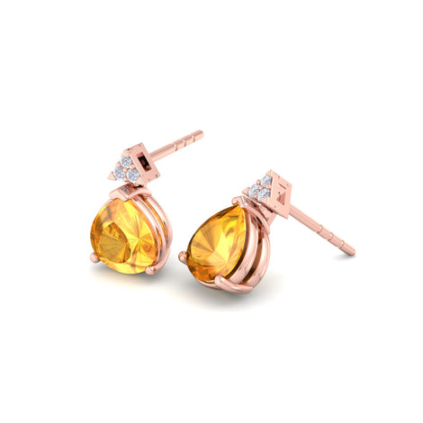 Barbara pear citrine and round diamond earrings 2.05 carats Barbara pear citrine and round diamond earrings DCGEMMES