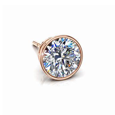 Boucle d'oreille diamant rond 0.30 carat Brack I / SI / Or Rose 18 carats
