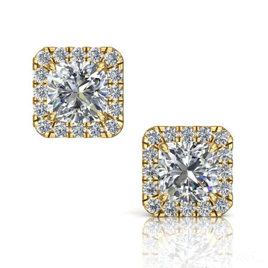 Boucles d'oreilles diamants coussins et diamants ronds 0.90 carat Margareth