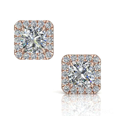 Boucles d'oreilles diamants coussins et diamants ronds 0.90 carat Margareth