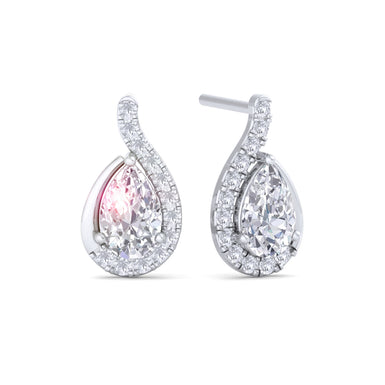 Boucles d'oreilles diamants poires et diamants ronds 0.70 carat Stella I / SI / Platine