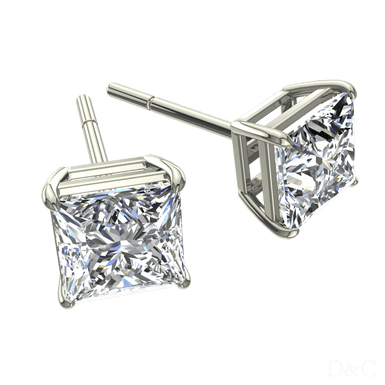 Boucles d'oreilles diamants princesses 0.40 carat Gloria I / SI / Or Blanc 18 carats