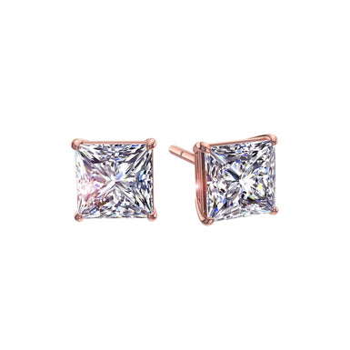 Boucles d'oreilles diamants princesses 0.40 carat Gloria I / SI / Or Rose 18 carats