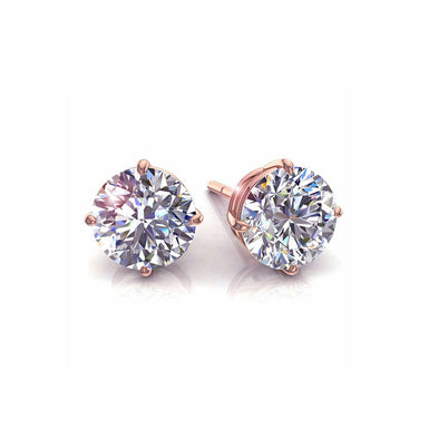 Boucles d'oreilles diamants ronds 0.40 carat Irina I / SI / Or Rose 18 carats