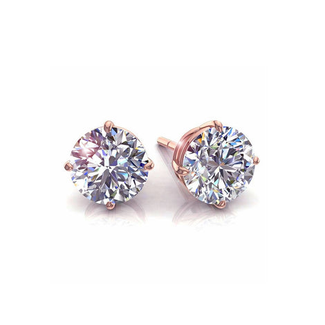 Boucles d'oreilles diamants ronds 0.40 carat Irina Boucles d'oreilles Irina diamants ronds DCGEMMES I SI Or Rose 18 carats