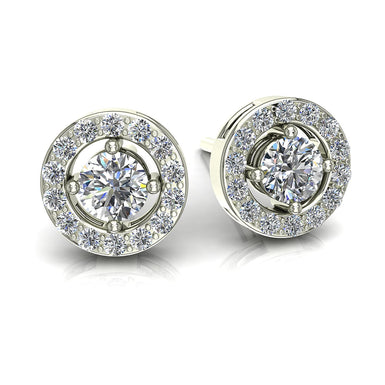 Boucles d'oreilles diamants ronds 0.50 carat Giulia rondes I / SI / Or Blanc 18 carats