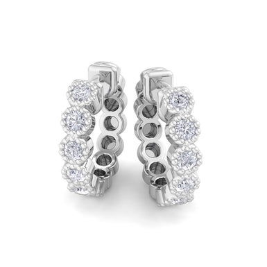 Boucles d'oreilles diamants ronds 0.50 carat Linda Or Blanc 18 carats