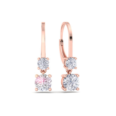 Boucles d'oreilles diamants ronds 0.50 carat Perla I / SI / Or Rose 18 carats