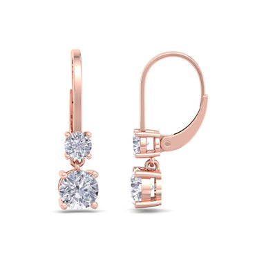 Boucles d'oreilles diamants ronds 0.50 carat Perla I / SI / Or Rose 18 carats