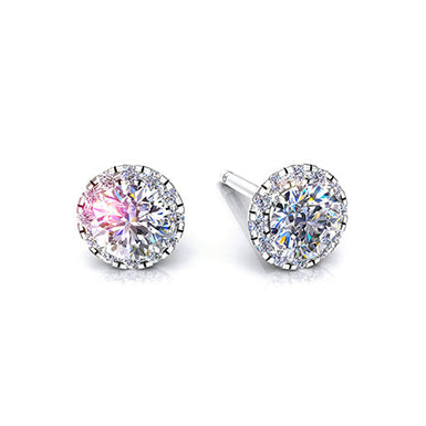 Boucles d'oreilles diamants ronds 0.90 carat Isabelle I / SI / Or Blanc 18 carats