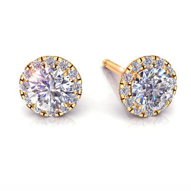 Boucles d'oreilles diamants ronds 0.90 carat Isabelle I / SI / Or Jaune 18 carats