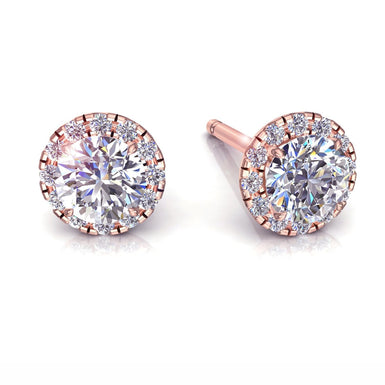 Boucles d'oreilles diamants ronds 0.90 carat Isabelle I / SI / Or Rose 18 carats