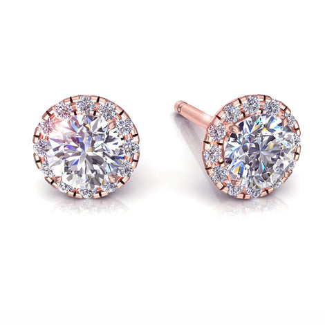 Boucles d'oreilles diamants ronds 0.90 carat Isabelle Boucles d'oreilles Isabelle diamants ronds DCGEMMES I SI Or Rose 18 carats