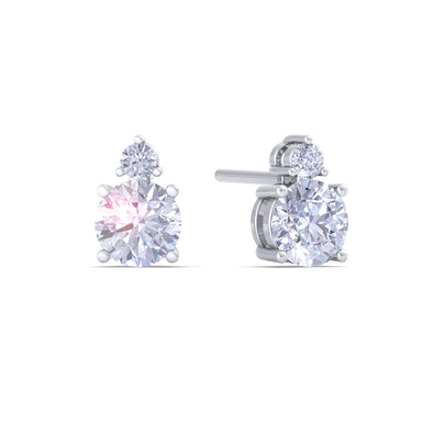 Boucles d'oreilles diamants ronds 0.95 carat Pia I / SI / Or Blanc 18 carats