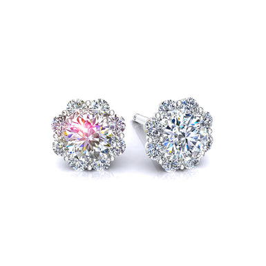 Boucles d'oreilles diamants ronds 0.96 carat Victoria I / SI / Or Blanc 18 carats
