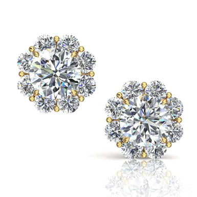Boucles d'oreilles diamants ronds 0.96 carat Victoria I / SI / Or Jaune 18 carats