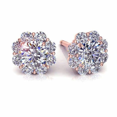 Boucles d'oreilles diamants ronds 0.96 carat Victoria Boucles d'oreilles Victoria diamants ronds DCGEMMES   