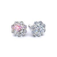 Boucles d'oreilles diamants ronds 1.36 carat Victoria Boucles d'oreilles Victoria diamants ronds DCGEMMES I SI Or Blanc 18 carats