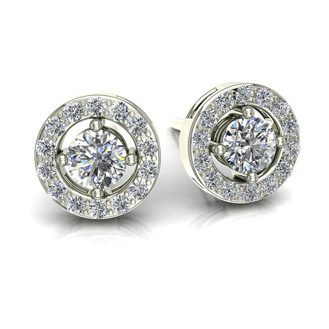 Giulia 1.50 carat round diamond earrings round Giulia round diamond earrings DCGEMMES I SI 18k White Gold