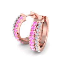 Orecchini Albane con diamanti tondi e zaffiri rosa tondi 0.55 carati Orecchini Albane con diamanti tondi e zaffiri rosa tondi DCGEMMES