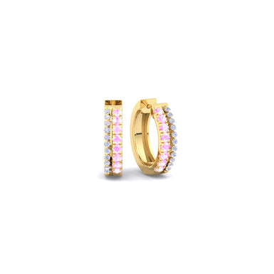 Orecchini in oro giallo Albane 0.55 carati con diamanti rotondi e zaffiri rosa rotondi da 18 carati