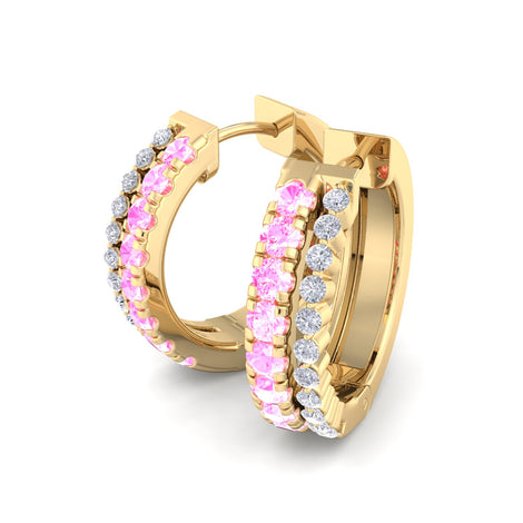Orecchini Albane con diamanti tondi e zaffiri rosa tondi 0.55 carati Orecchini Albane con diamanti tondi e zaffiri rosa tondi DCGEMMES
