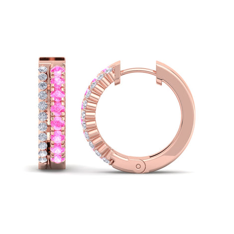 0.55 carat Albane round diamonds and round pink sapphires earrings Albane round diamonds and round pink sapphires earrings DCGEMMES