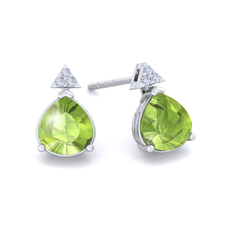Barbara pear peridots and round diamonds 2.05 carat earrings Barbara pear peridots and round diamonds earrings DCGEMMES 18 carat White Gold