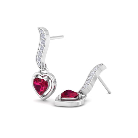 Kiara heart ruby ​​and round diamond earrings 1.34 carat Kiara heart ruby ​​and round diamond earrings DCGEMMES