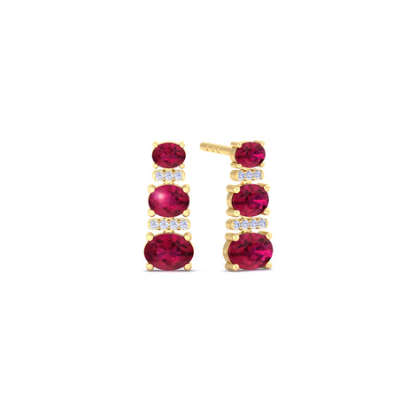Heloise oval ruby ​​and round diamond 0.93 carat earrings Heloise oval ruby ​​and round diamond earrings DCGEMMES 18 carat Yellow Gold