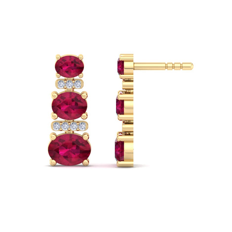 Heloise oval ruby ​​and round diamond 0.93 carat earrings Heloise oval ruby ​​and round diamond earrings DCGEMMES