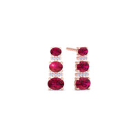 Heloise oval ruby ​​and round diamond 0.93 carat earrings Heloise oval ruby ​​and round diamond earrings DCGEMMES 18 carat Rose Gold