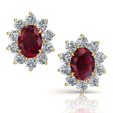 Orecchini Elisabeth con rubino ovale e diamante tondo 1.90 carati Orecchini Elisabeth con rubino ovale e diamante tondo DCGEMMES