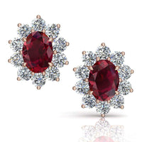 Orecchini Elisabeth con rubino ovale e diamante tondo 1.90 carati Orecchini Elisabeth con rubino ovale e diamante tondo DCGEMMES