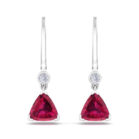 Boucles d'oreilles rubis poires et diamants ronds 0.80 carat Aria