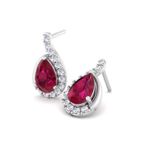 Stella pear ruby ​​and round diamond 1.10 carat earrings Stella pear ruby ​​and round diamond earrings DCGEMMES