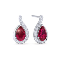 Stella pear ruby ​​and round diamonds 1.10 carat earrings Stella pear ruby ​​and round diamonds earrings DCGEMMES A SI 18 carat White Gold