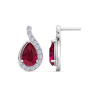 Stella pear ruby ​​and round diamond 1.10 carat earrings Stella pear ruby ​​and round diamond earrings DCGEMMES