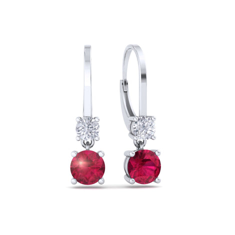 Perla round ruby ​​and round diamond 0.70 carat earrings Perla round ruby ​​and round diamond earrings DCGEMMES A SI 18 carat White Gold