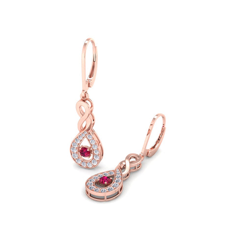 0.90 carat Rosa round ruby ​​and round diamond earrings Rosa round ruby ​​and round diamond earrings DCGEMMES
