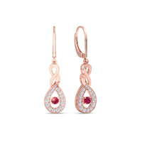 0.90 carat Rosa round ruby ​​and round diamond earrings Rosa round ruby ​​and round diamond earrings DCGEMMES A SI 18 carat White Gold