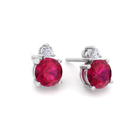 0.95 carat Pia round ruby ​​and round diamond earrings Pia round ruby ​​and round diamond earrings DCGEMMES
