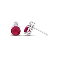 0.95 carat Pia round ruby ​​and round diamond earrings Pia round ruby ​​and round diamond earrings DCGEMMES