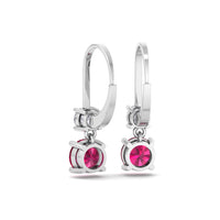 Perla 1.10 carat round ruby ​​and round diamond earrings Perla round ruby ​​and round diamond earrings DCGEMMES