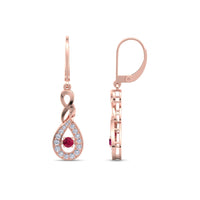 1.10 carat Rosa round ruby ​​and round diamond earrings Rosa round ruby ​​and round diamond earrings DCGEMMES