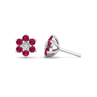 Leana 1.50 carat round ruby ​​and round diamond earrings Leana round ruby ​​and round diamond earrings DCGEMMES