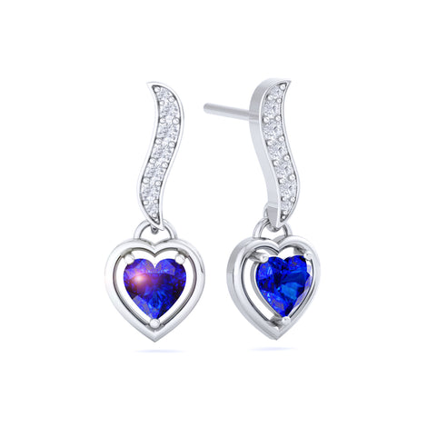 Kiara heart sapphire and round diamond earrings 0.54 carat Kiara heart sapphire and round diamond earrings DCGEMMES A SI 18 carat White Gold