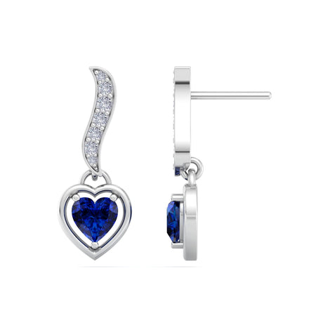 Kiara heart sapphire and round diamond earrings 0.54 carat Kiara heart sapphire and round diamond earrings DCGEMMES